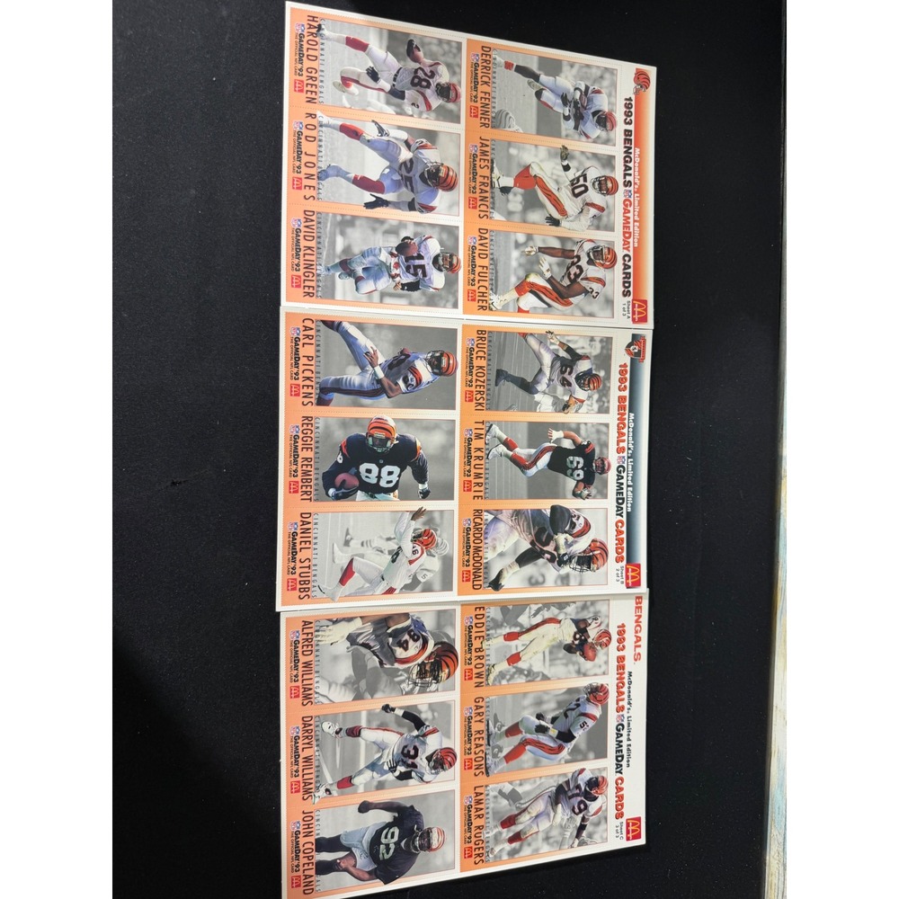 McDonald's 1993 Bengals GameDay Cards OS NEW Complete Set ABC Sheets
